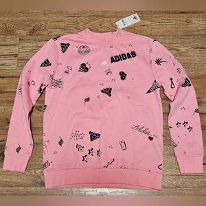 Adidas Pink Sweatshirt with Black Graphics
